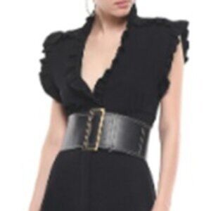 IRO Paris Hurray ruffle trimmed sleeveless black midi long dress